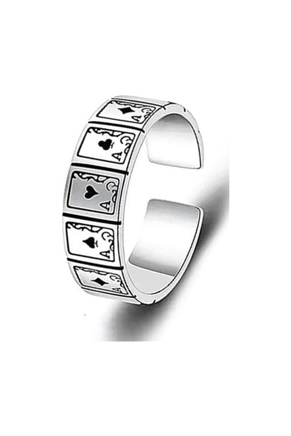 Fashion Statement Playing Card Ring Open Square Retro Hip Hop Unisex Designs