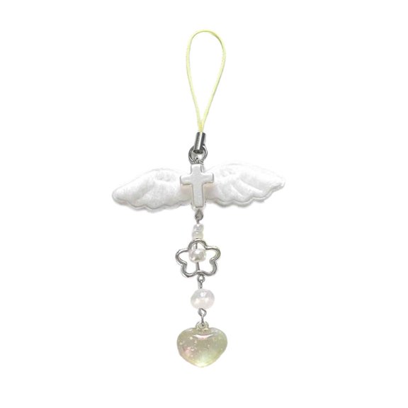 Osdhezcn Fashionable Phone Case String Stylish Keychain Lanyard Fashion Bag Accessory Deliacte Heart Wing Phone Charm for Bag Key