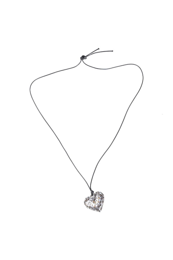 Fashionable Women's Necklace With Retro Leopard Print Heart And Star Pendant Adjustable Long Chain Neck Jewelry