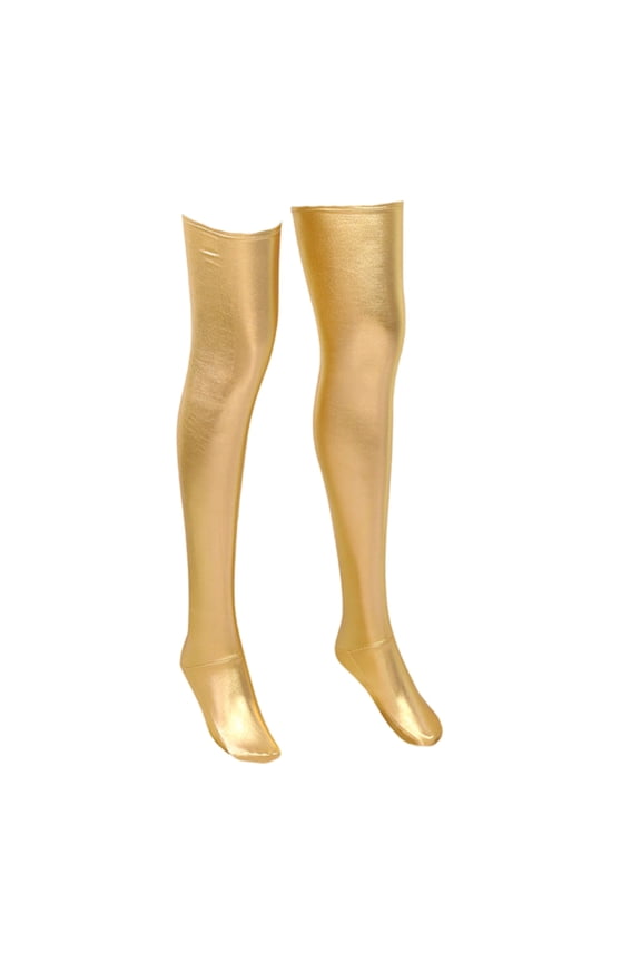 Faux Leather Over the Knee Socks Metallic Thigh High Stockings for Party Wear