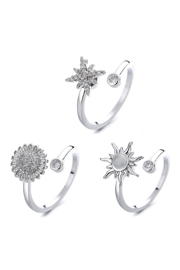 Fidget Rings for Women Expandable Open Ring Stress Relief Gift for Birthday Xmas