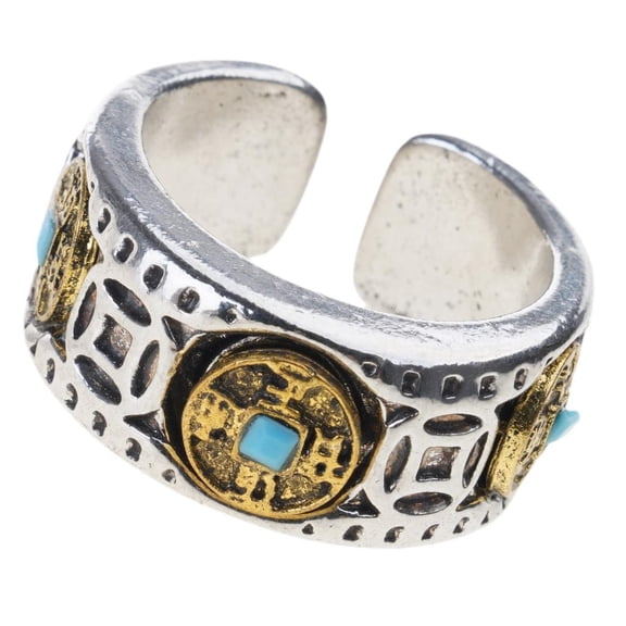 Osdhezcn Fidgets Spinner Ring with Ancient Coin Design Adjustable Size Anxiety Reducing Jewelry