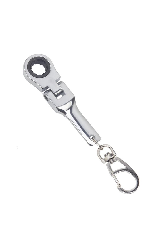Flexible 10mm Ratchet Wrench Metal Keychain with 180 Degree Flexible