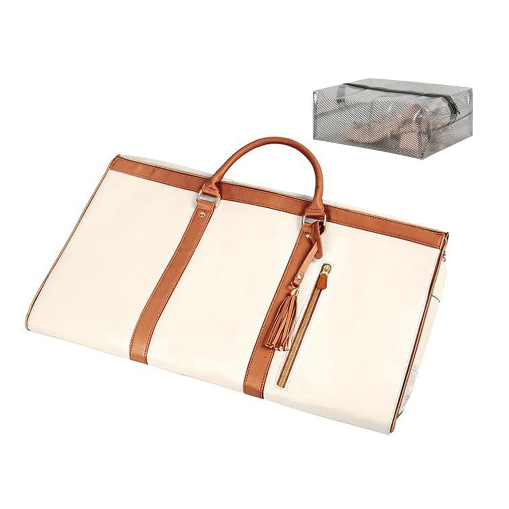 Osdhezcn Garment Bag with Shoulder Strap PU Folding Suit Bag for Man Women Travel Bag