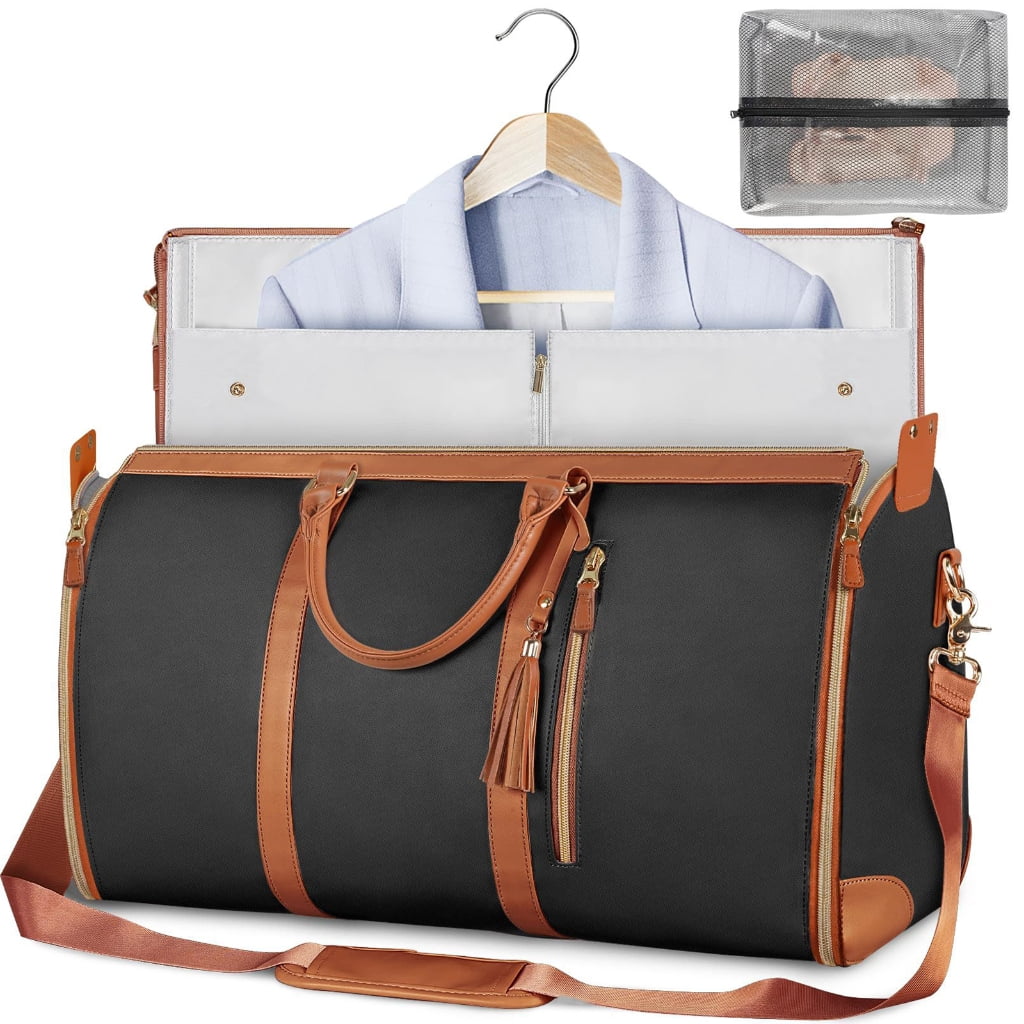 Osdhezcn Garment Bag with Shoulder Strap PU Folding Suit Bag for Man Women Travel Bag