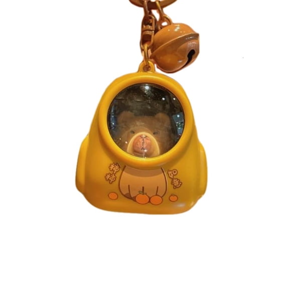 Osdhezcn Glowing Space Capsule Capybaras Keyring With Mini LED Lamp Cartoon Animal Night Light Keyring Handmade Schoolbag Charm