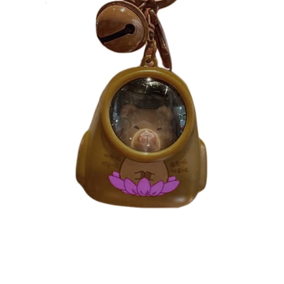 Osdhezcn Glowing Space Capsule Capybaras Keyring With Mini LED Lamp Cartoon Animal Night Light Keyring Handmade Schoolbag Charm