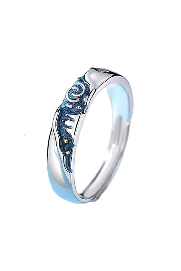 Gogh Couple Rings Student Painting Finger Rings for Women Men Jewelry Lovers