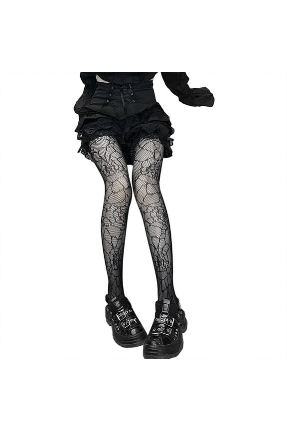 Gothic Punk Women Black Mesh Fishnet Pantyhose Spider Web Patterned Tights Stockings Lingerie Halloween Fancy Dress Costume Accessory