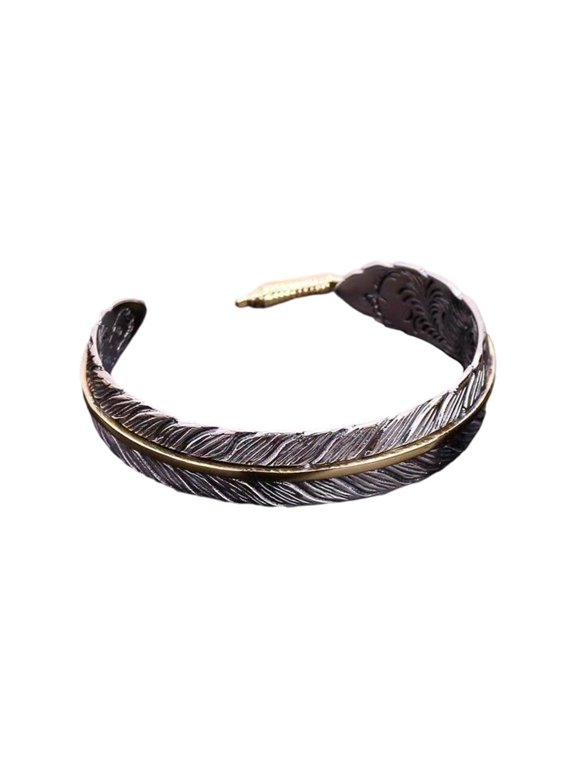 Handcrafted Adjustable Feather Cuff Bracelet Wide Ethnic Bangle Unisex Jewelry