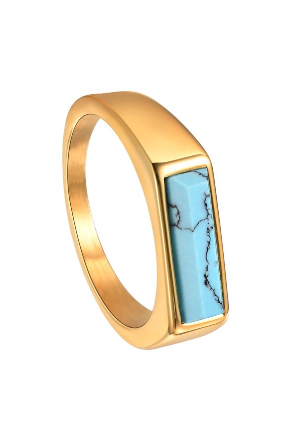 Handcrafted Turquoise Jewelry Ring Sweat Resistant Stainless Steel Finger Ring