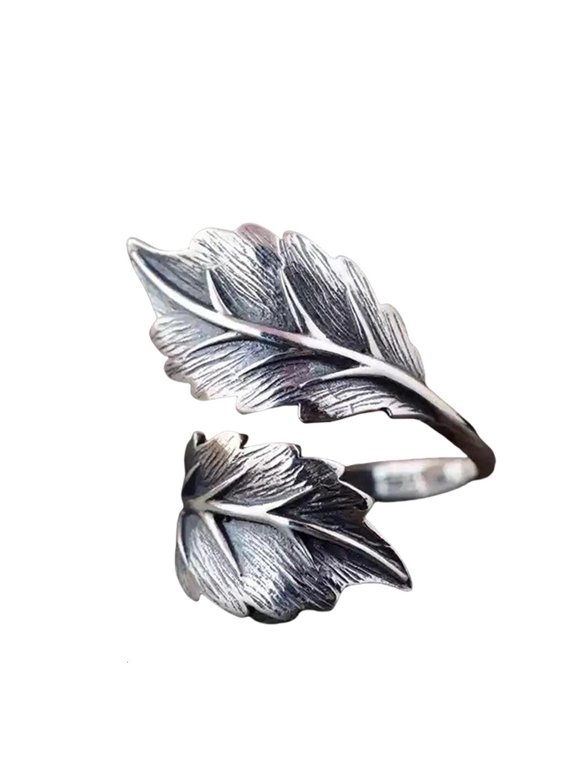 Handmade Adjustable Leaf Ring Alloy Crafted Stylish Gift Accessory for Any Woman