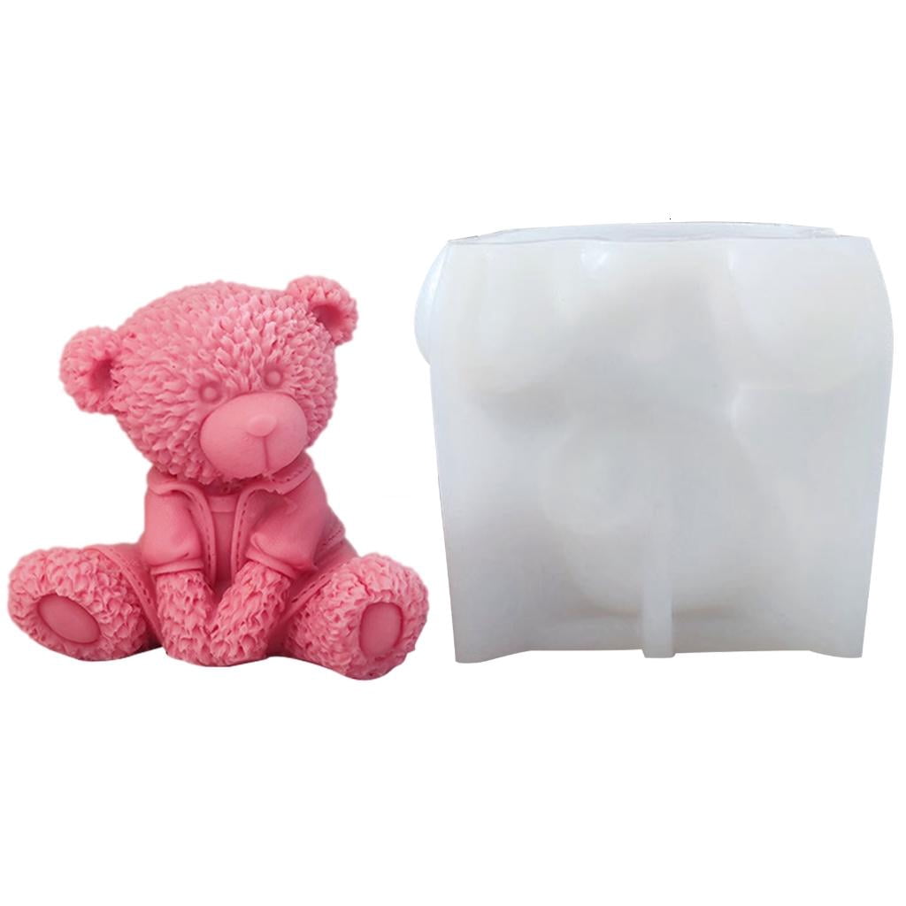 Osdhezcn Handmade Candle Mold 3D Animal Silicone Mold Reusable Sitting Bear Resin Mold