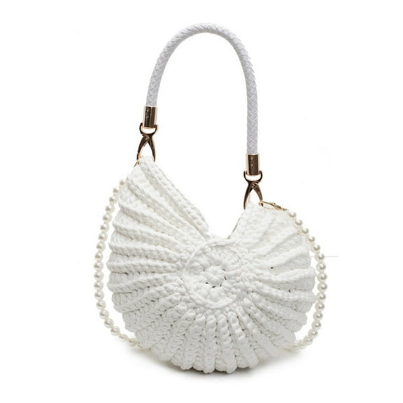 Osdhezcn Handwoven Crossbody Bag for Women Trendy Shoulder Bag Stylish Handbag Dating Bag Seashells Bag Crochet Shell Purse