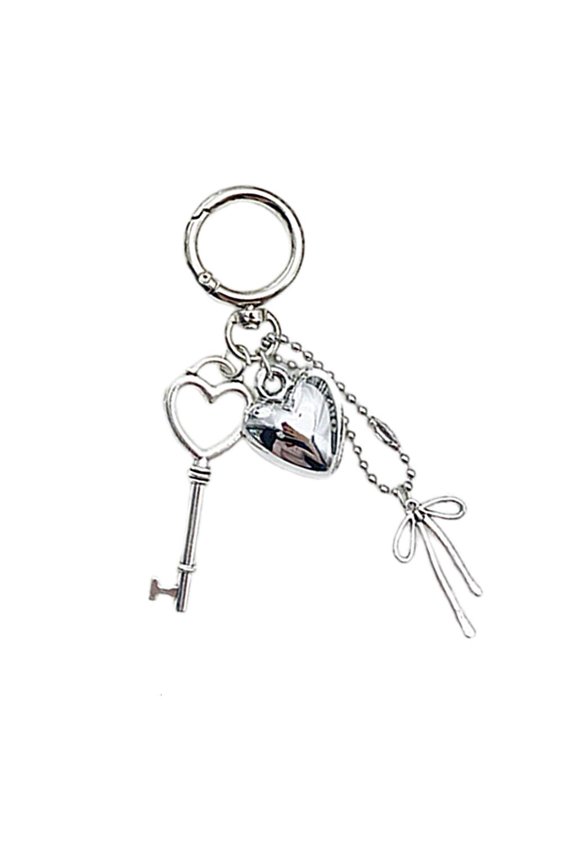 Heart Key Chain Bowknot Multifuntional Bag Accessory Love Key Pendant Metal Key Holder Bag Ornament Key Accessory