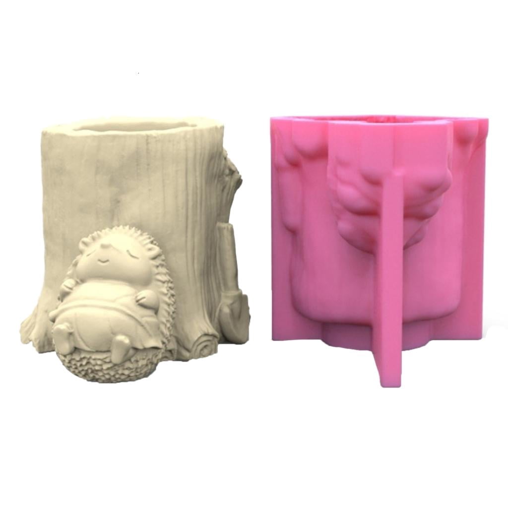 Osdhezcn Hedgehog Gypsum Flower Pot Silicone Resin Mold Epoxy Resin Casting Mold Succulent Vase Cement Mold Candle Holder Mold