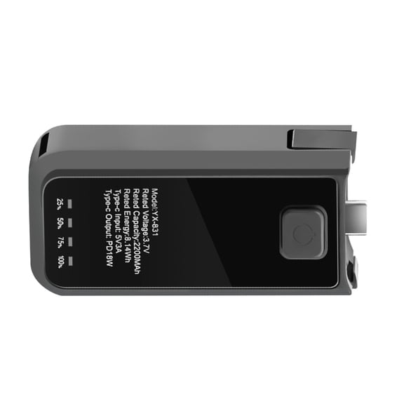 Osdhezcn Hot Swappable Battery Handle Powerbank Power Grip 2200mAh Capacity USB C Interfaces Enhances Stability for Pocket 3