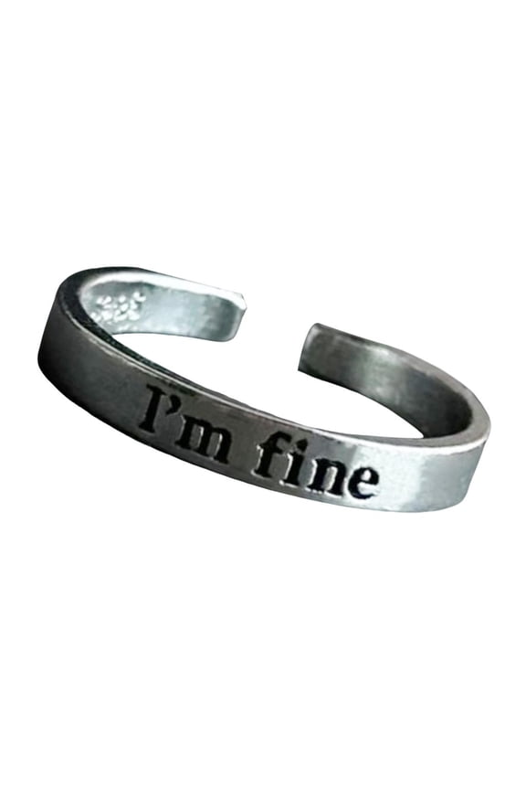I'm Fine Save Me Inspirational Alloy Ring Adjustable Motivational Finger Ring