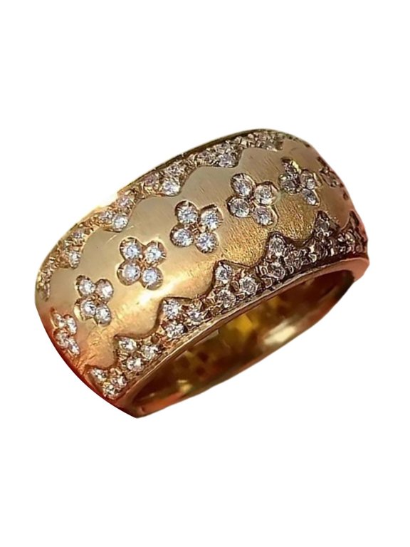 Italian Retro Jewelry Four-Leaf Clovers Finger Ring Banquet Party Accessories