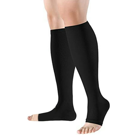Osdhezcn Knee High Open Toe Compression Stockings for Women Men Toeless Knee High Support Socks for Athletic Running Cycling