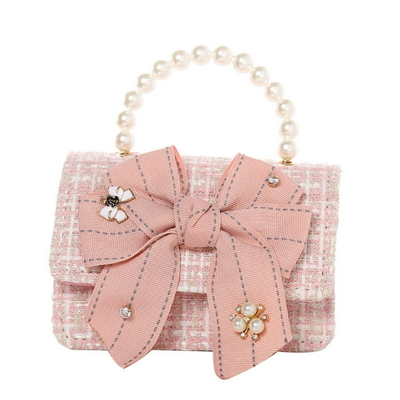 Osdhezcn Korean Kids Purses and Handbags Mini Crossbody Cute Girls Faux Pearl Hand Bags Tote Little Girl Small Coin Pouch