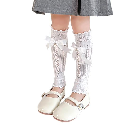 Osdhezcn Leg Warmers for Teen Girls Bowknot Boot Socks Long Leg Cover Stockings Breathable Loose Socks Fashion Socks