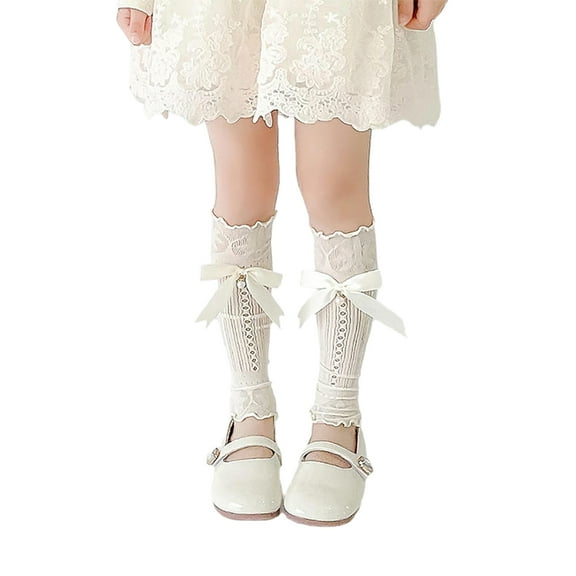 Osdhezcn Leg Warmers for Teen Girls Bowknot Boot Socks Long Leg Cover Stockings Breathable Loose Socks Fashion Socks