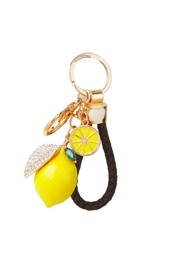 Lemon Shaped Metal Keychain With 4 Colorful Ropes Sturdy And Lightweight Keychain Decors For Keys Or Bag Accessories