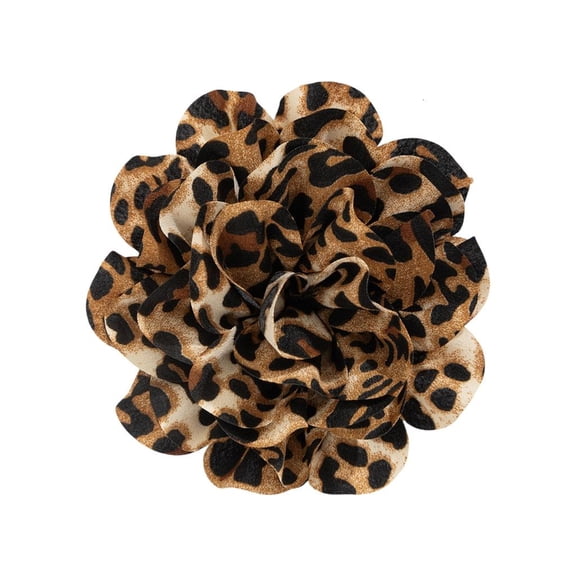 Osdhezcn Leopard Print Flower Brooch for Fashionable Women Duckbill Clip Breastpin Handmade Sweater Pin Party Gathering Accessory