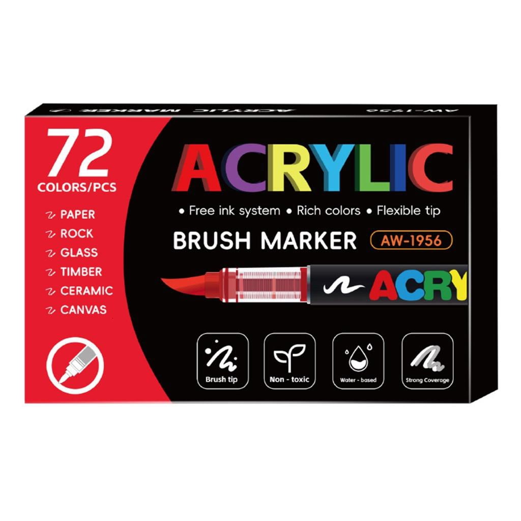 Osdhezcn Liquid Acrylic Paint Marker Soft Brush Tip Acrylic Paint Pen for Card Making Drawing Coloring Scrapbooking Journaling