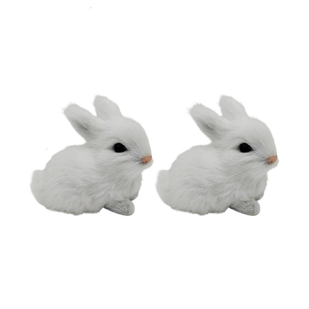 Osdhezcn Lively Rabbit Figurines Realistic Faux Furs Bunnies Statues ...