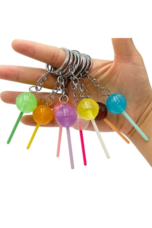 Lollipop Key Chains Luminous Candy Shape Keyrings Pendant Ornament for Girls