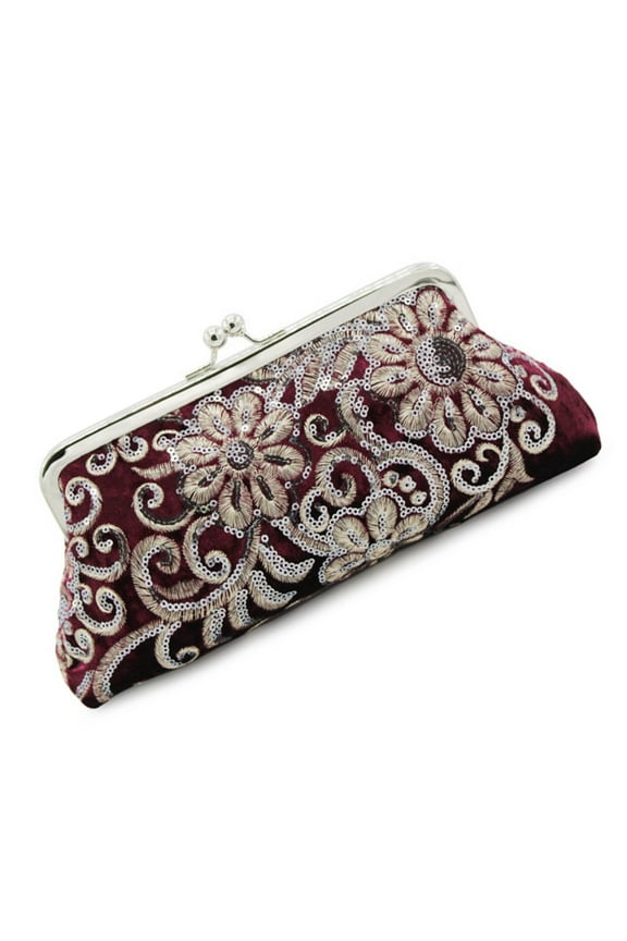 Luxurious Black Velvet Purse Evening Bag Handbag With Creative Sequins Detailing