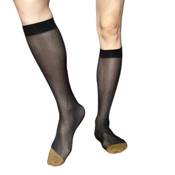Osdhezcn Men's Knee Length Dress Socks Sheer Nylon Stockings for Elegant Business Look
