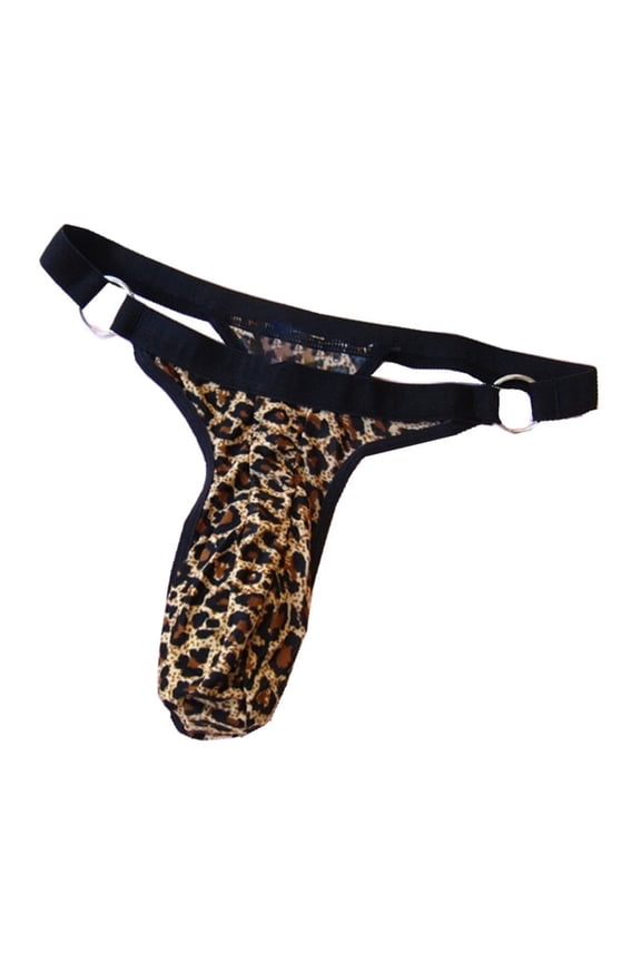 Men's Low Waist Thong G-String Underwear Leopard Pattern T Back Exotic Lingerie