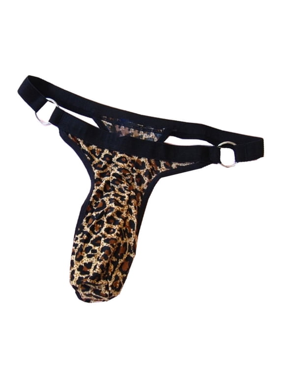 Men's Low Waist Thong G-String Underwear Leopard Pattern T Back Exotic Lingerie