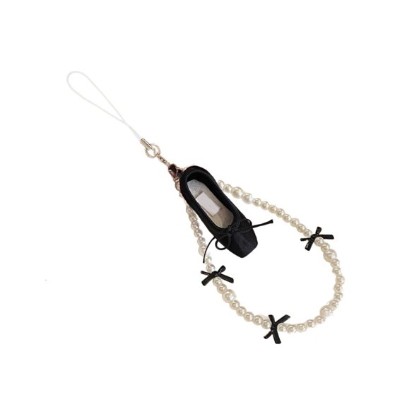 Osdhezcn Mobile Phone Charm with Ballet Shoes Bowknot Phone Chain Fashion Bag Accessory