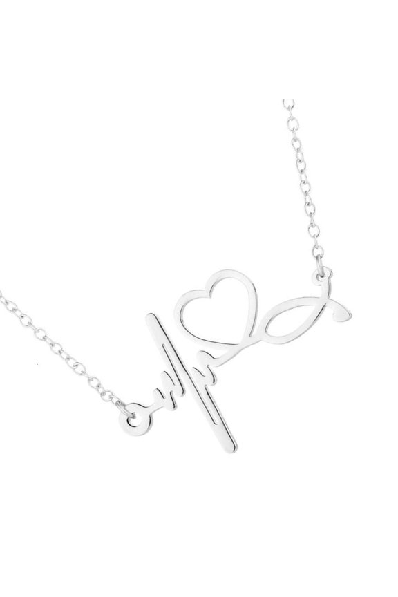 Modern Hospital Theme Collarbone Chain Stainless Steel ECG Necklace Creative Jewelry Gift for Nurses and Doctors