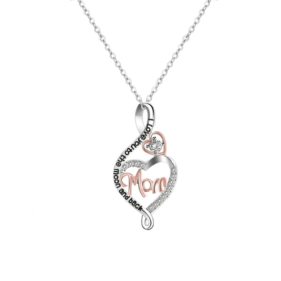 Osdhezcn Mother & Daughter Jewelry Silver Necklace for Mother Birthday Gift Heart Pendant