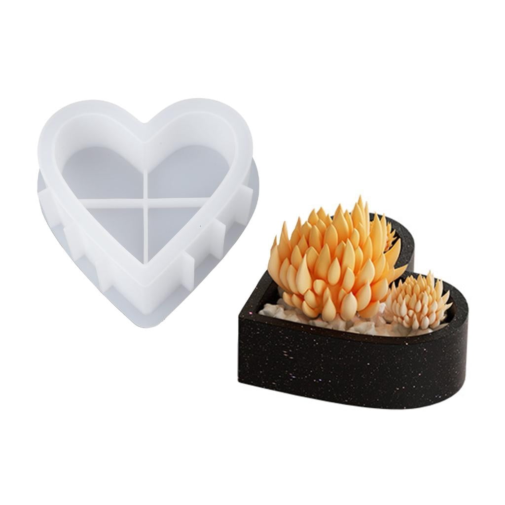 Osdhezcn Multi Purpose Heart Silicone Candle Cup Mold Epoxy Resin Candle Holder Mould
