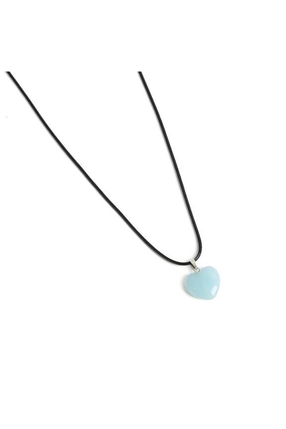 Novel Natural Stone Green Luminous Pendant Temperament Loves Heart Stone Crystal Necklace Gift Trend Bohemian Jewelry