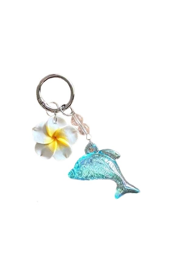 Ocean Dolphin Keychain Plastic Floral Decoration Charm Practical Daily Use Item