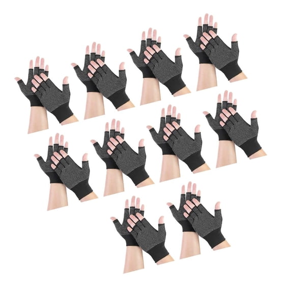 Osdhezcn Pack of 10 Ventilated Nylon Fingerless Work Half Gloves for Superior Grip in Packing Handling and Warehouse Operations