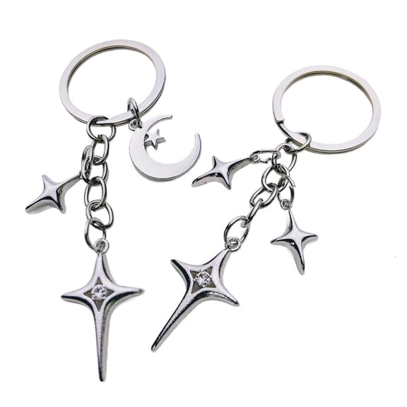 Osdhezcn Pack of 2 Rustproof Star Moon Keychains Sturdy Lock Everyday Carry Essential
