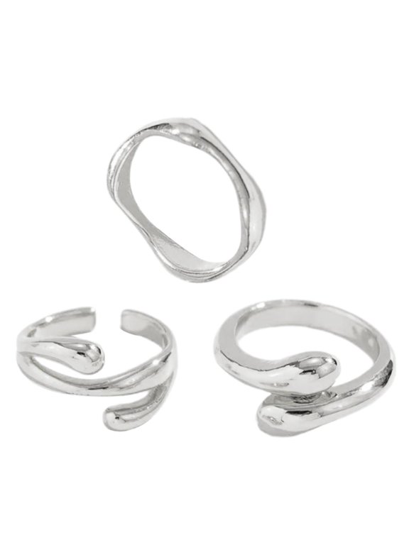 Pack of 3 Bendable Rings Jewelry Adornment Liquid Lava Shaped Rings for Parties