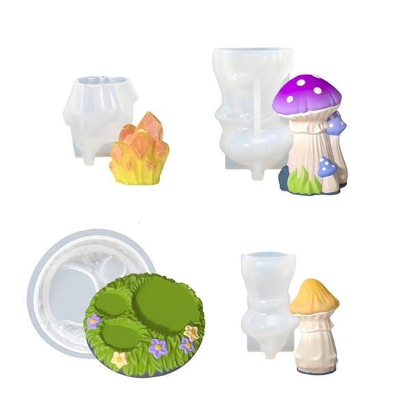 Osdhezcn Pack of 4 Figurine Mold Mushroom Shape Crafting Moulds Silicone Texture