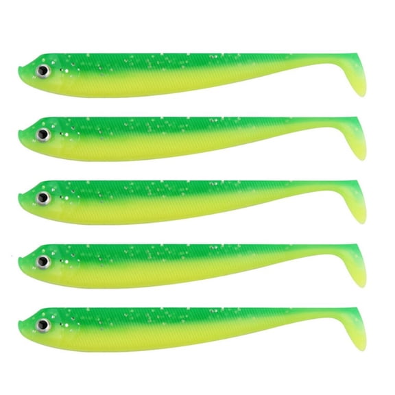 Osdhezcn Pack of 5 Soft Plastic Lures 9.5cm T Tail Design Double Color Sinking Baits