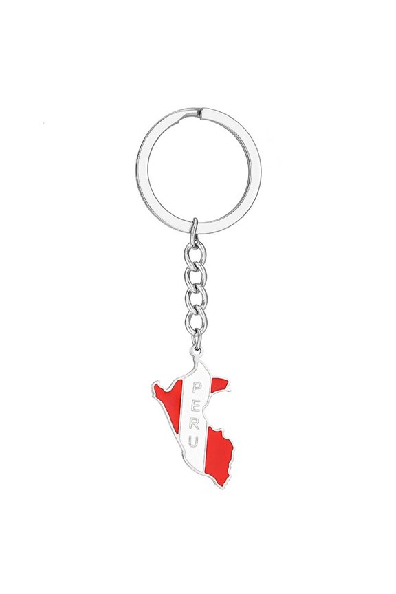 Peru Map Key Chain for Women Men Titanium Steel Gold Silver Color Flag Keyring
