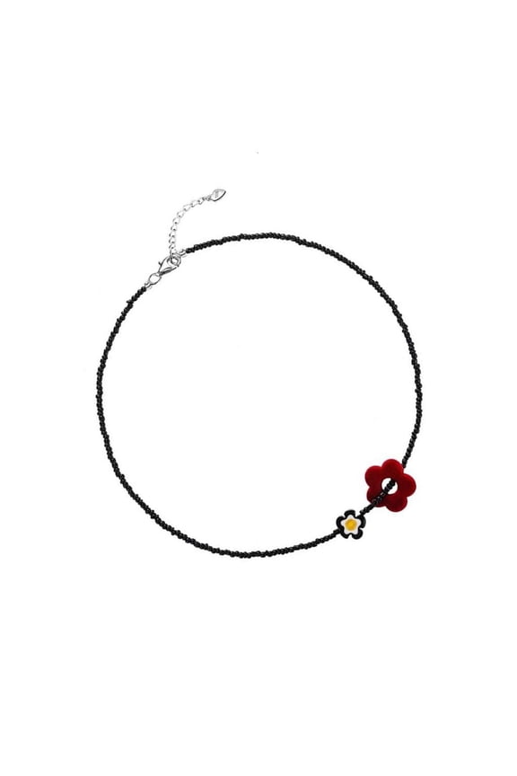 Portable Flower Glass Bead Layer Chain Collarbone Necklace Gifts Ideas