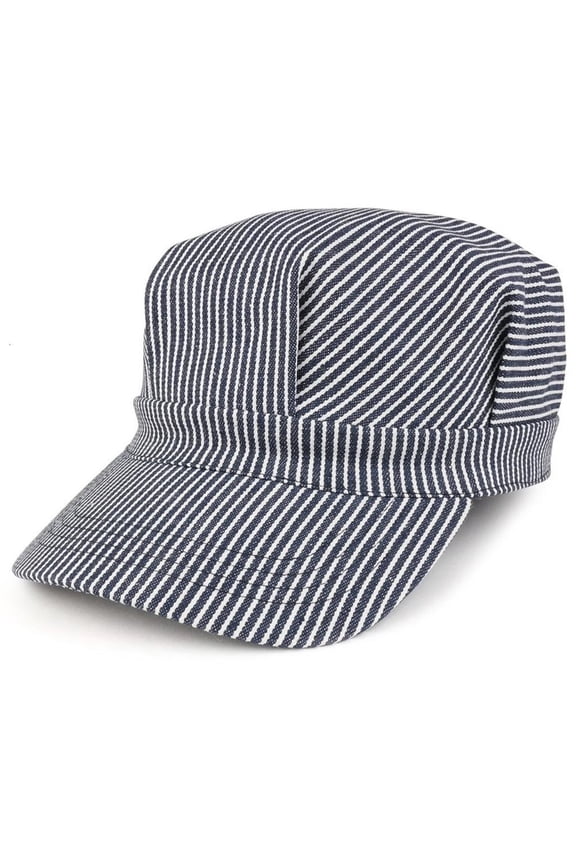 Premium Stripy Cotton Engineer Cap Adjustable Fit All Ages Lightweight